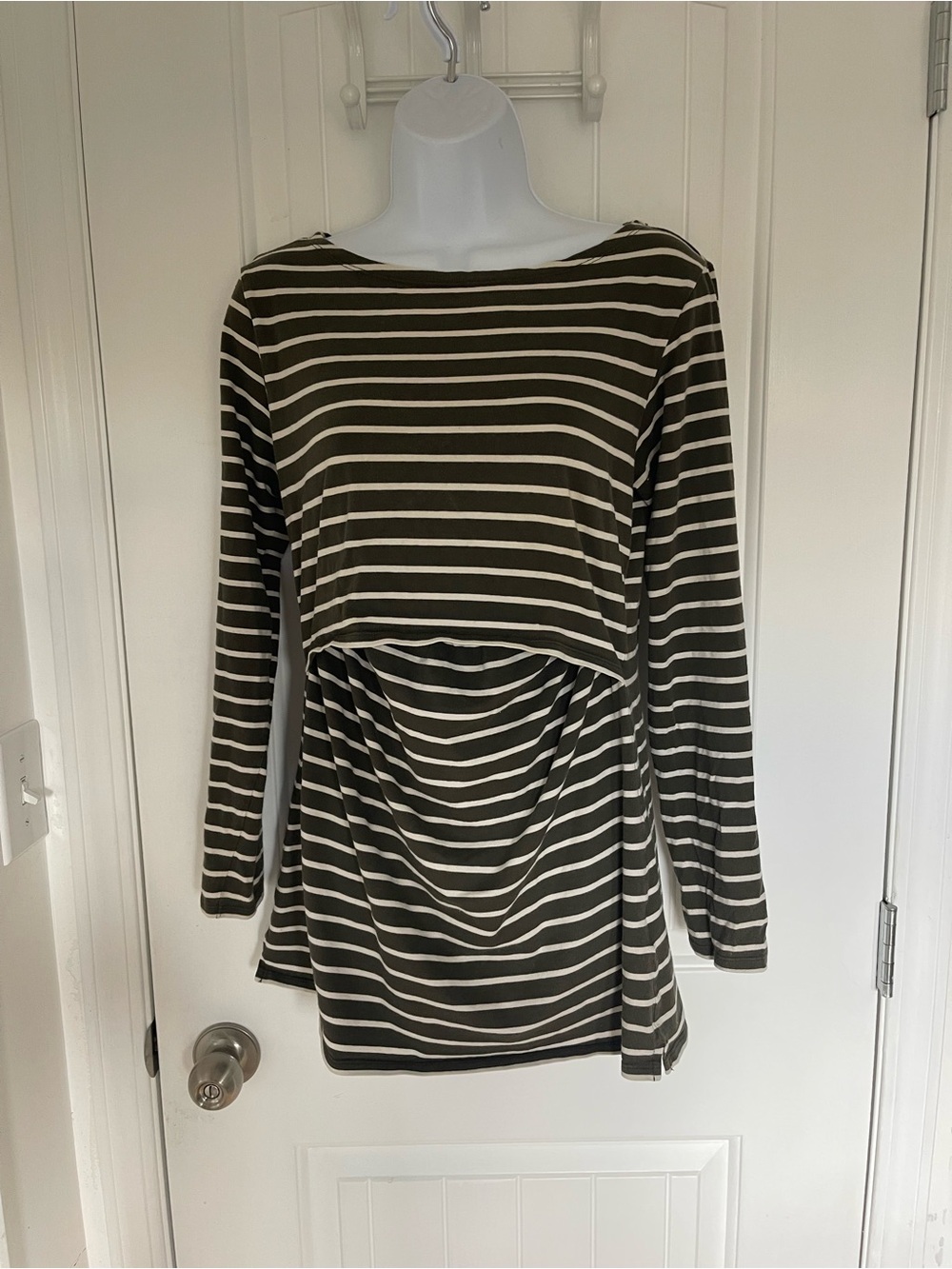Boob Design Olive & Cream Striped Long Sleeve Nursing Top